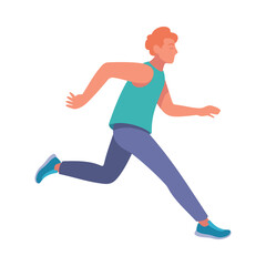 Man Athlete Running Long Distance Marathon Vector Illustration