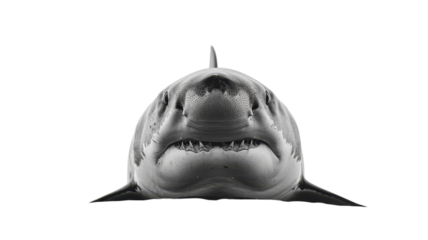 Stunning Isolated Shark Facing Forward on White Background for Diverse Usage