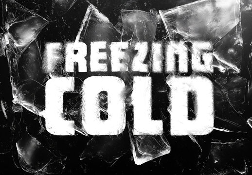 Frozen Text Effect Beneath an Ice Layer