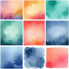 set of vector colorful watercolor backgrounds