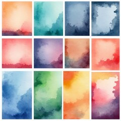 set of vector colorful watercolor backgrounds