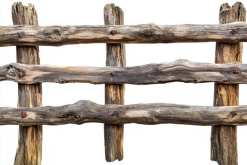 Obraz premium rustic wooden fences isolated on white background