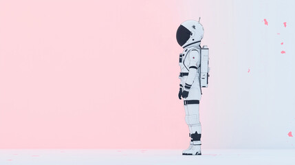 Naklejka premium Minimalist Astronaut Profile Against Pink Background