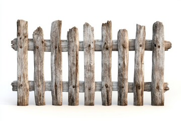 Naklejka premium rustic wooden fences isolated on white background