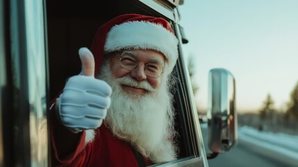 Santa showing thumb up, New Year concept