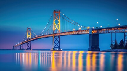 Naklejka premium Bridge Illuminated at Twilight