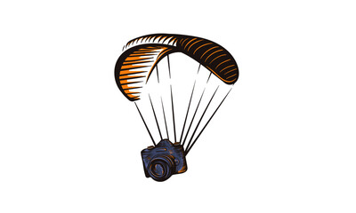vintage image of camera with parachute