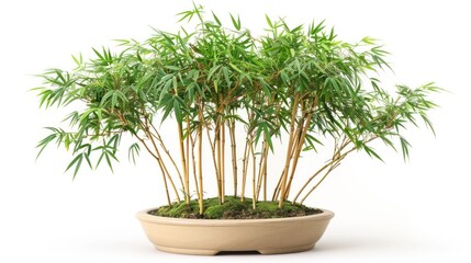 Fototapeta premium A lush arrangement of bamboo plants in a decorative pot, showcasing nature's beauty.