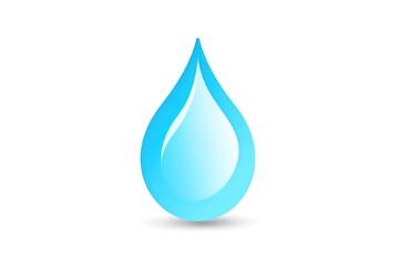 Vector Single Blue Shiny Water Drop Isolated on the White Background . Logo Design .

