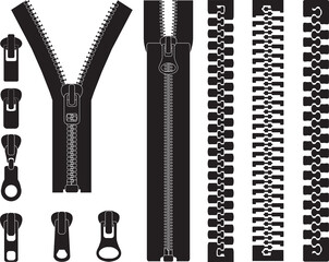 Set of different zippers black silhouettes  © Design Studio RM