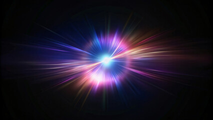 Obraz premium Glowing fractal explosion of light and color in deep space
