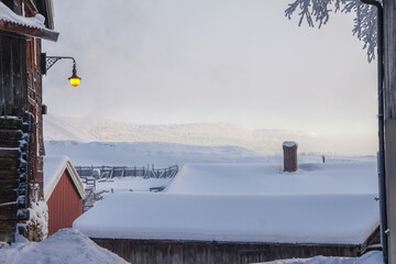 Winter in the world heritage city of Roeros (Røros)
