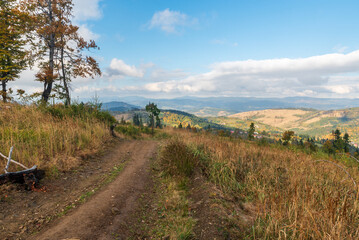 Autumn Javorniky mountains near Blazkovci settlement in Slovakia