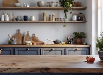 Wooden Kitchen Countertop with Tomatoes
