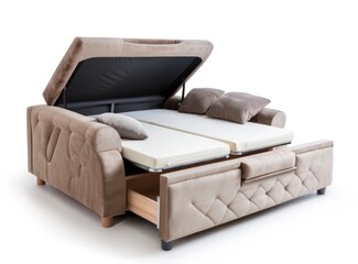 Beige Sofa Bed with Storage