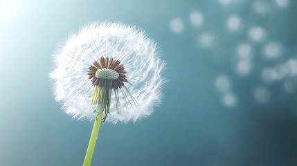 Fototapeta premium A Single Dandelion Seed Head Ready To Blow
