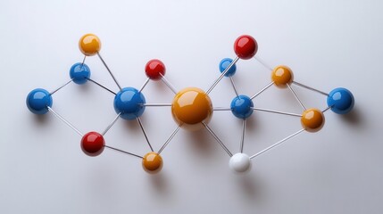 Colorful molecular model showcasing interconnected atoms, representing scientific research and chemistry concepts.