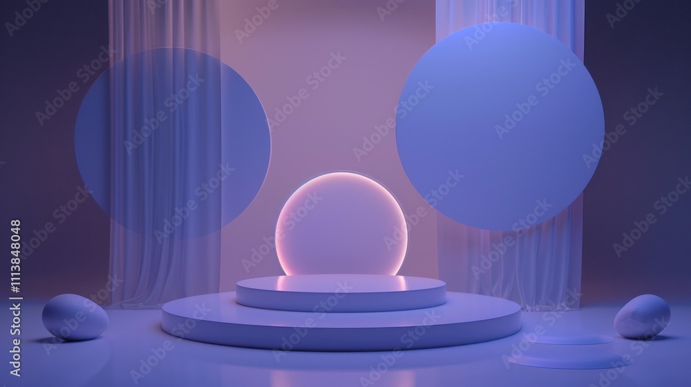 Poster abstract stage with circular shapes and a minimalist design