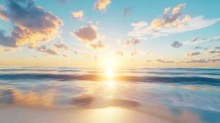 Obraz premium Gorgeous ocean sunset over sandy beach horizon image