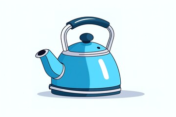 Simple outline color filled icon - kettle or teapot with hot energetic drink or beverage for breakfast, tea party, kitchenware, isolated vector symbol, pictogram for web, app

