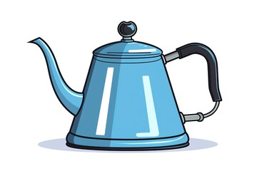 Fototapeta premium Simple outline color filled icon - kettle or teapot with hot energetic drink or beverage for breakfast, tea party, kitchenware, isolated vector symbol, pictogram for web, app 