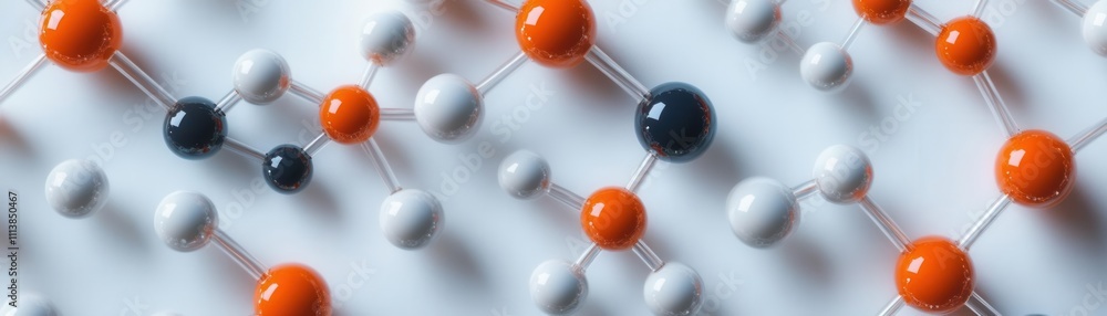Poster a close-up view of a molecular structure displaying spheres of various colors interconnected by line