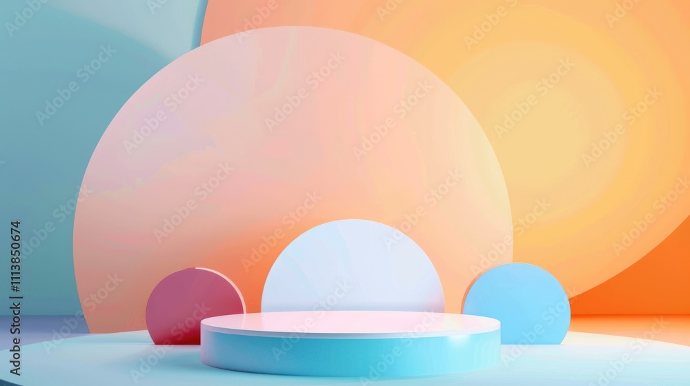 Poster abstract colorful background with a platform