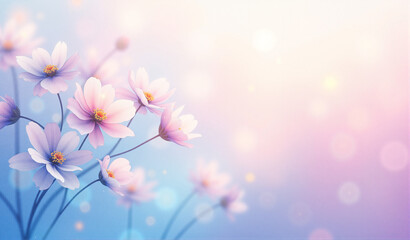 Ethereal abstract background featuring delicate flowers - Generative AI