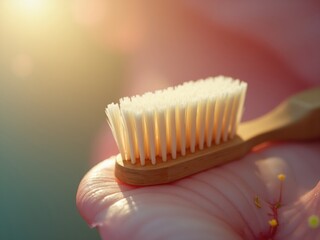 Bamboo toothbrush promoting sustainable oral hygiene and eco friendly lifestyle