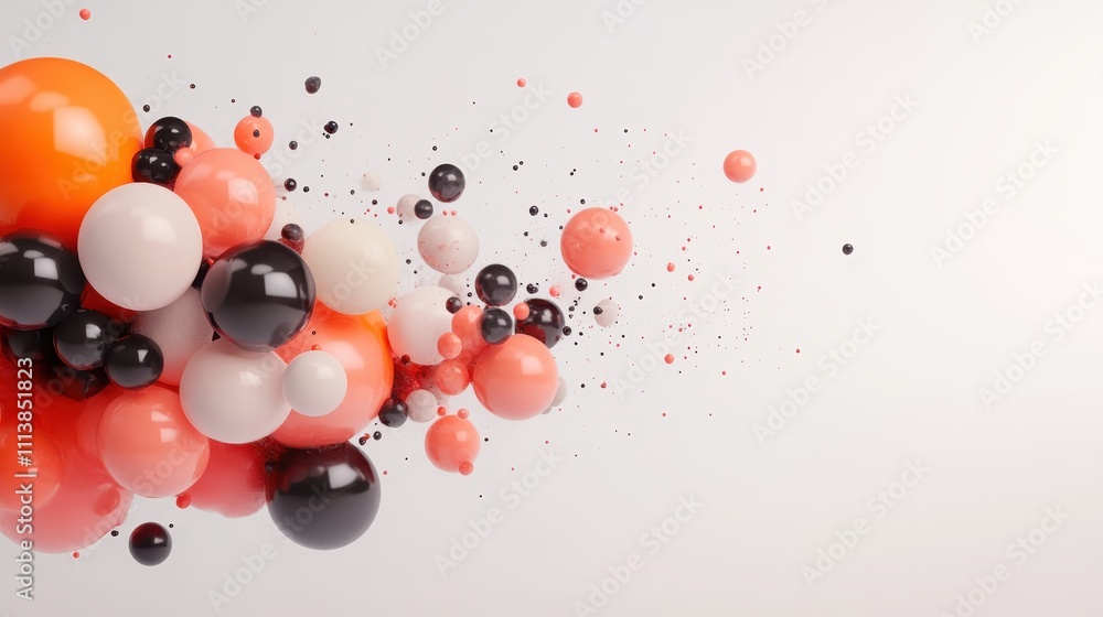 Poster this vibrant collection of bouncing spheres in an array of colors against a white backdrop represent