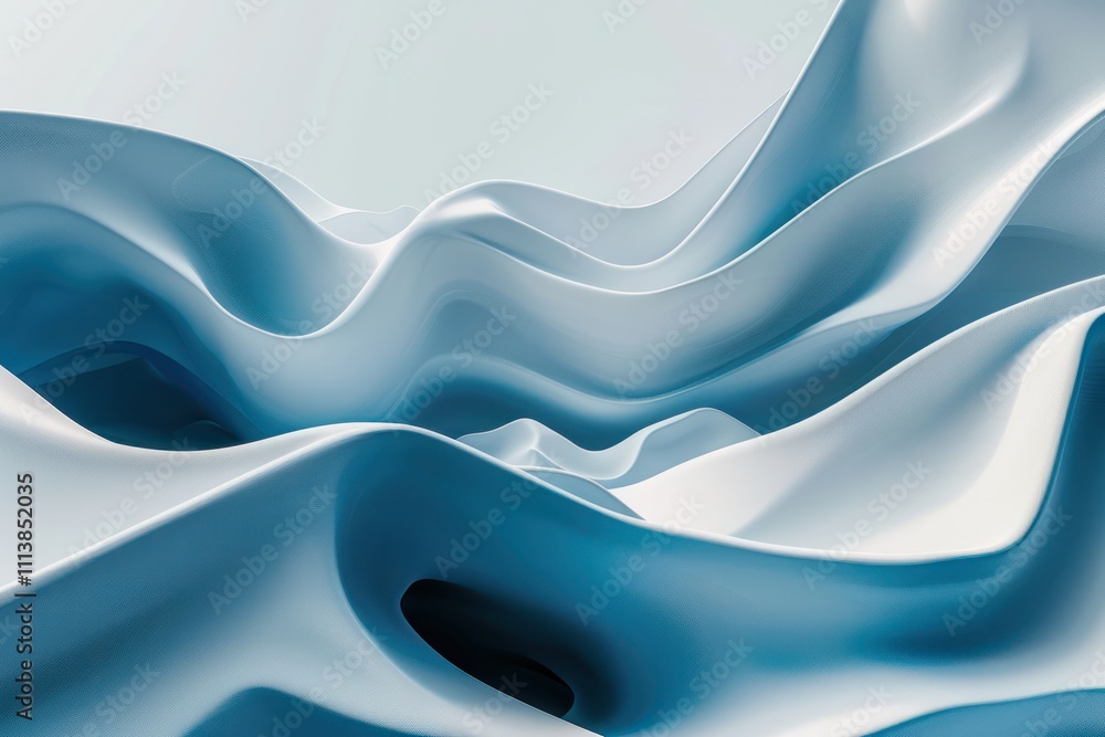 Poster fluid blue curve wave abstract rippled flowing liquid dynamic gradient minimal futuristic modern whi