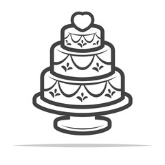 Wedding cake outline icon transparent vector isolated