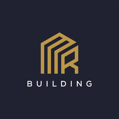 simple letter MR home real estate logo design vector template
