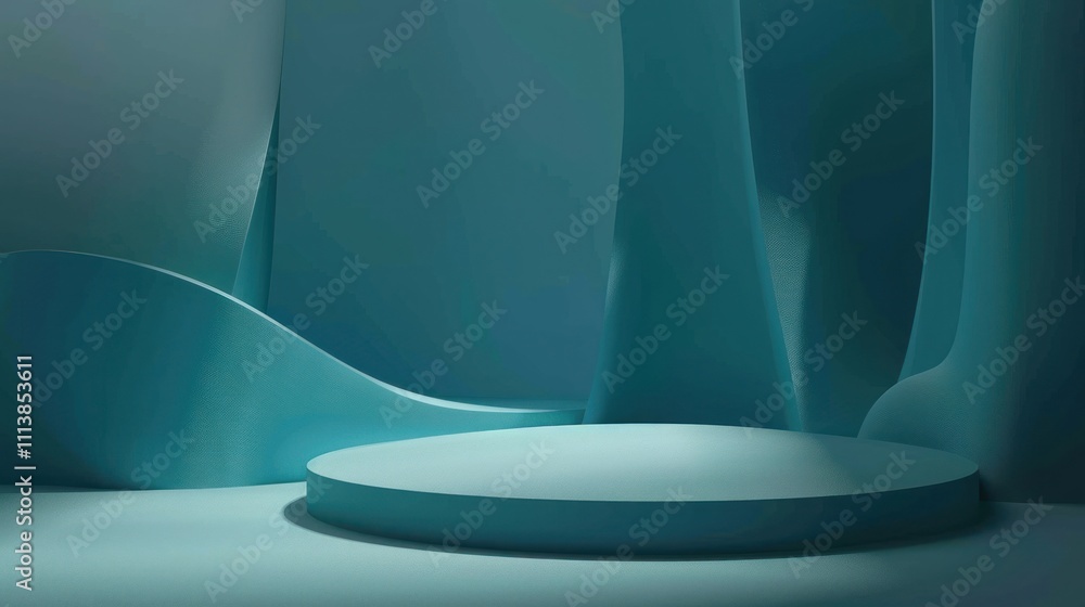 Poster abstract teal background with circular platform