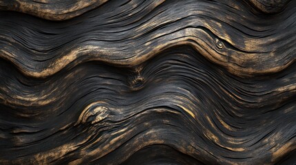 Dark Wood Grain Abstract Wave Pattern