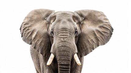 Obraz premium Portrait of an Elephant: Close-up, isolated on a white background.