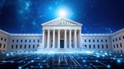 Digital transformation event at the supreme court virtual environment futuristic viewpoint legal concepts