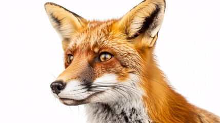 Fototapeta premium Portrait of a Fox: Close-up, isolated on a white background.
