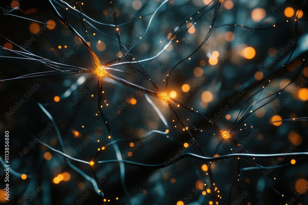 Aufkleber the image is a close up of a wire with many small lights on it. the lights are scattered all over th