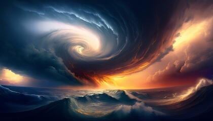 Obraz premium The beauty and danger of the storm coexist in the ocean. 