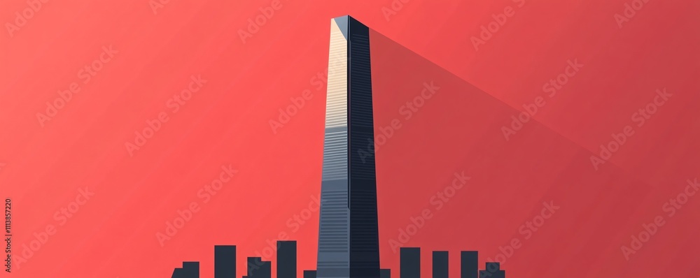 Poster a minimalist icon of the shanghai world financial center, focusing on its unique trapezoidal shape a