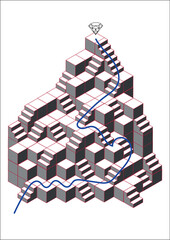 Complex maze Puzzle Game, 3D Labyrinth, 3D Puzzle