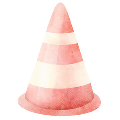 Red Traffic Cone Watercolor Clipart
