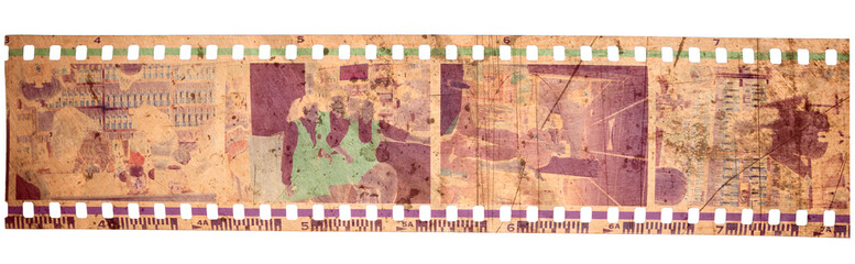 Fototapeta premium vieux négatif photo format 24x36 couleur,usé et rayé, PNG sur fond transparent