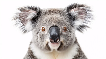 Portrait of a Koala: Close-up, isolated on a white background.