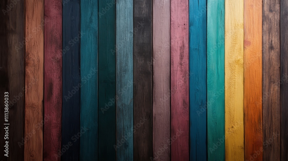 Aufkleber an array of multicolored wooden panels are vertically aligned, offering a striking display of colors