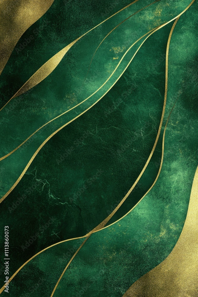 Poster green and gold background with a gold and green stripe running through it. the background is made up