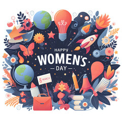 8 March International Working Women's Day on White Background
