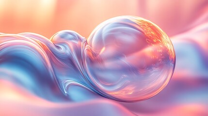 A futuristic bubble with soft ripples and refracted light creating dynamic abstract distortions
