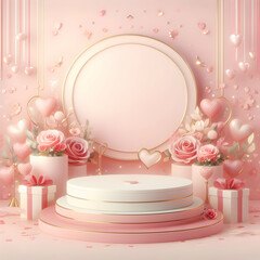 Valentine's Day Background with Flowers and Gifts